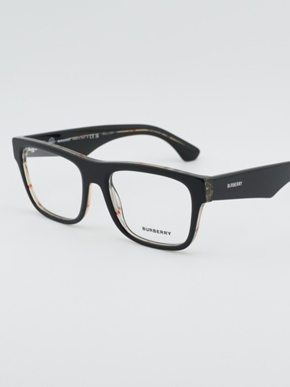 Burberry BE2411 4121 Eyeglasses Black on Vintage Check 53mm Rectangle Frame